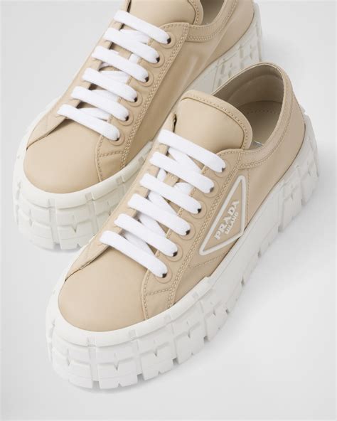 Desert Beige Double Wheel Nylon Gabardine Sneakers .